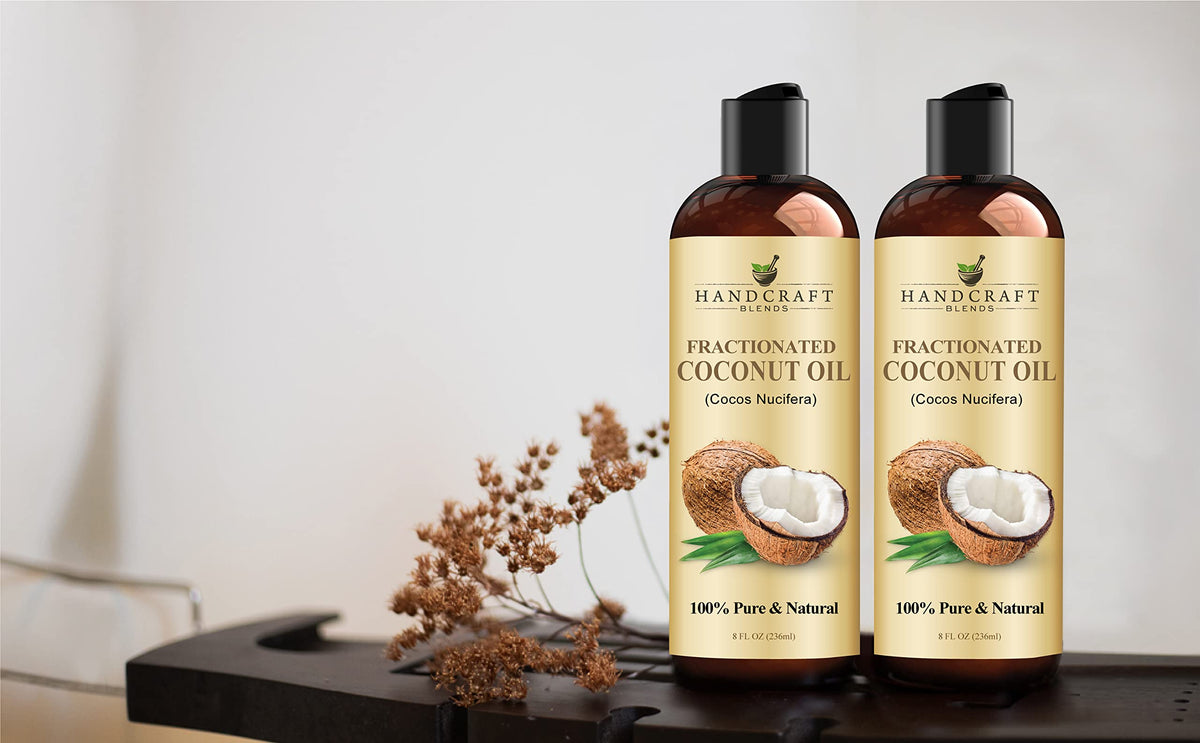 Flacon d'huile de coco fractionnée Handcraft Blends avec application sur la peau