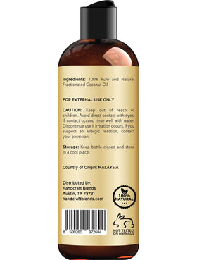 Flacon d'huile de coco fractionnée Handcraft Blends avec bouchon ouvert