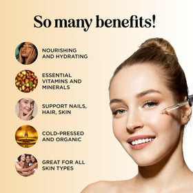 Flacon d'huile de jojoba bio ouvert avec un verre doseur