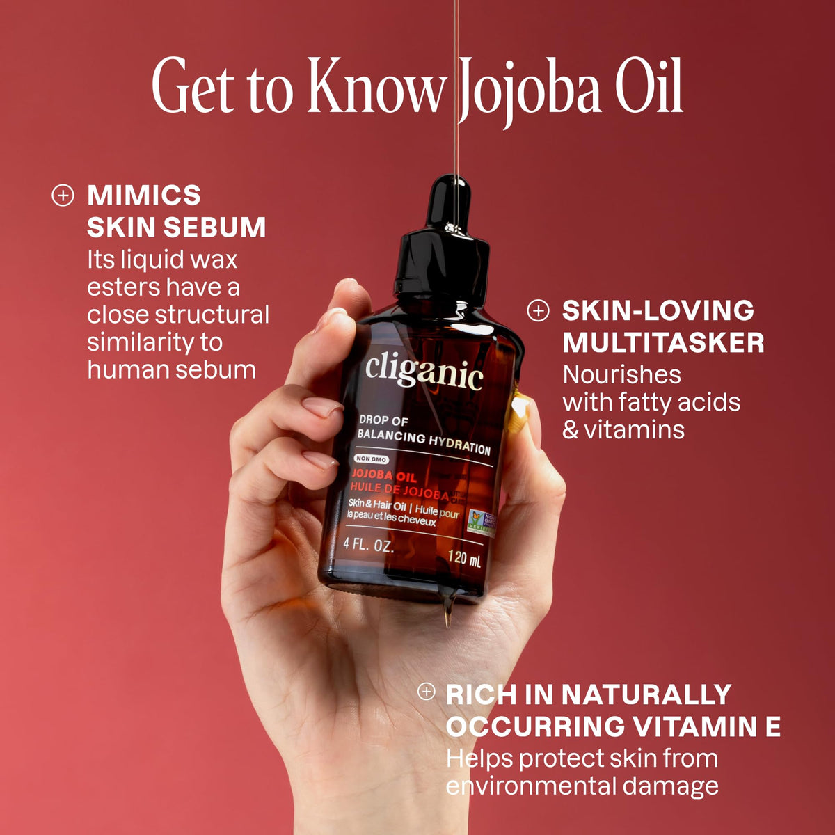 Flacon d'huile de jojoba Cliganic avec pompe