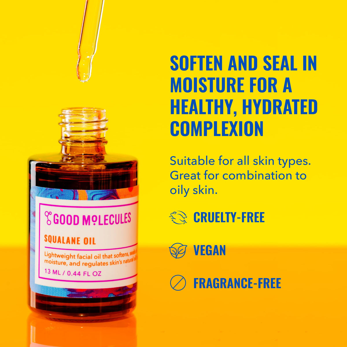 Flacon d'huile de squalane Good Molecules 13 ml avec embout compte-gouttes