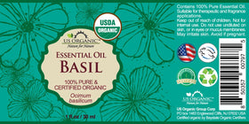 Flacon d'huile essentielle de basilic US Organic avec compte-gouttes