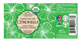 Flacon d'huile essentielle de citronnelle US Organic 30 ml avec étiquette