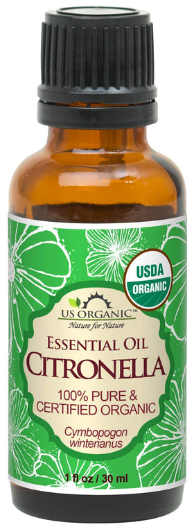 Flacon d'huile essentielle de citronnelle US Organic 30 ml vue de face