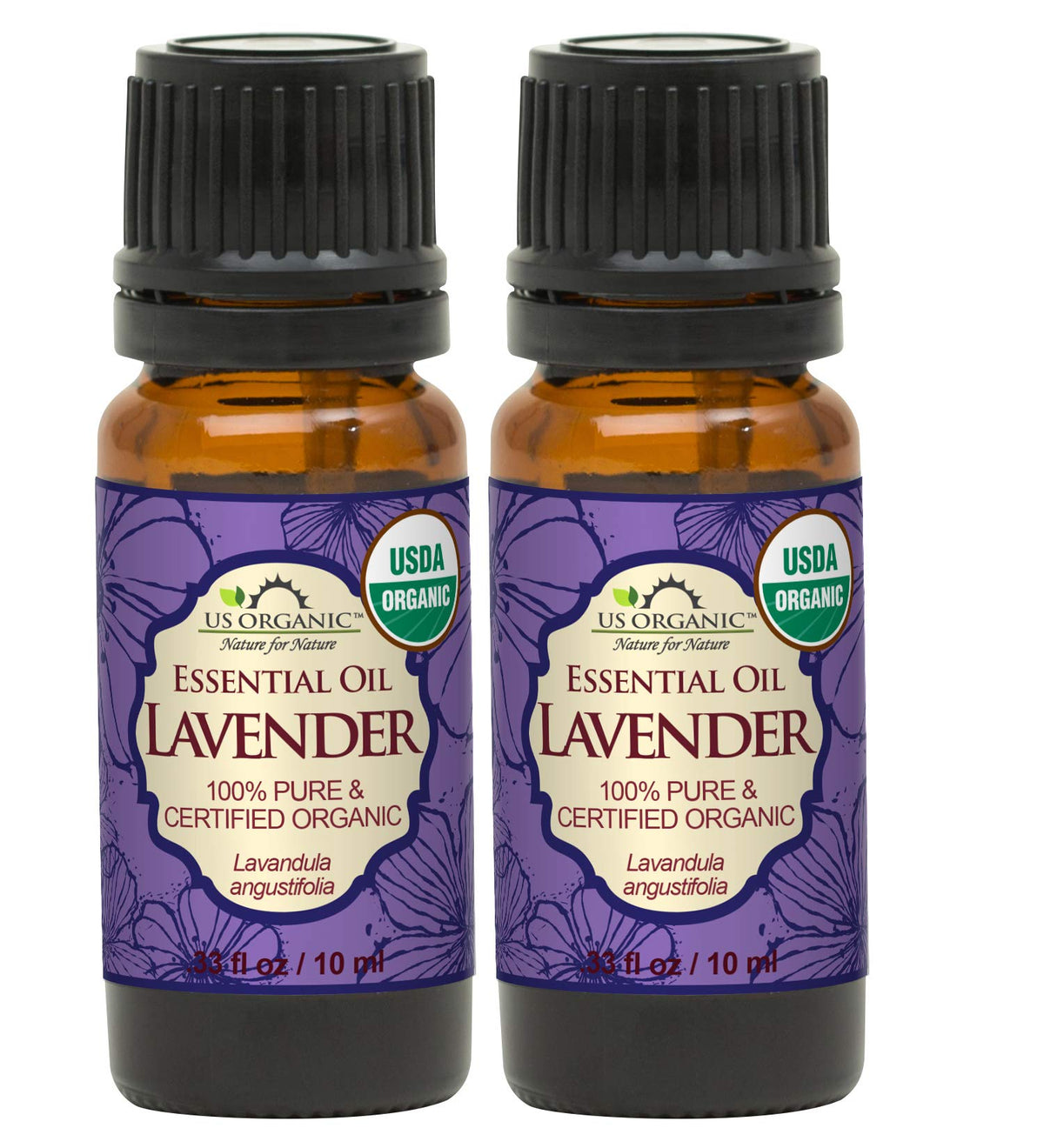 Flacon d'huile essentielle de lavande US Organic 10 ml vue avant