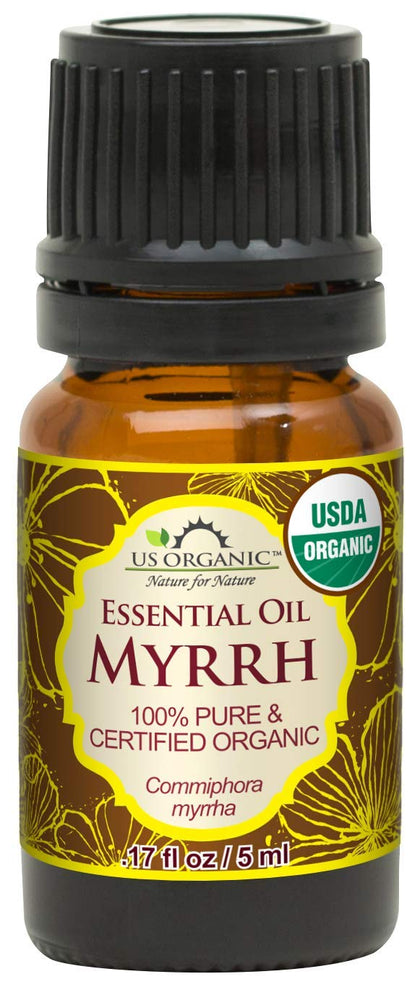 Flacon d'huile essentielle de myrrhe 5 ml US Organic vue avant
