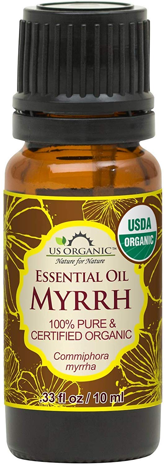 Flacon d'huile essentielle de myrrhe US Organic 10 ml vue de face