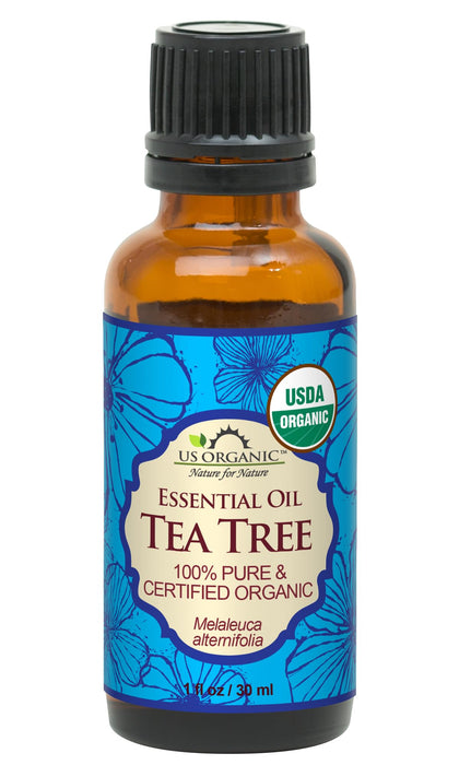 Flacon d'huile essentielle de tea tree 100% pur 30 ml, vue de face