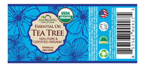 Flacon d'huile essentielle de tea tree US Organic 10 ml avec étiquette