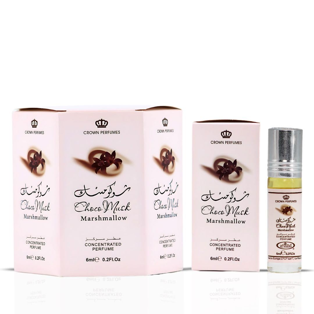 Flacon d'huile parfumée Al-Rehab Choco Musk Marshmallow 6ml avec bouchon