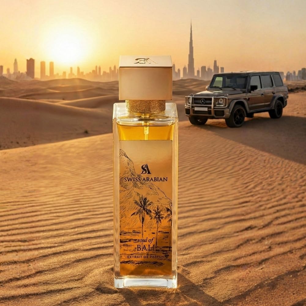 Flacon d'Opulence de Dubai Swiss Arabian sur une surface élégante