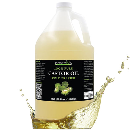 Flacon de 1 gallon d'huile de ricin GreenIVe pur, vue avant