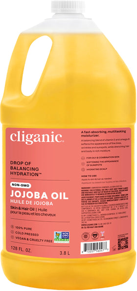 Flacon de 128oz d'huile de jojoba Cliganic vue de face