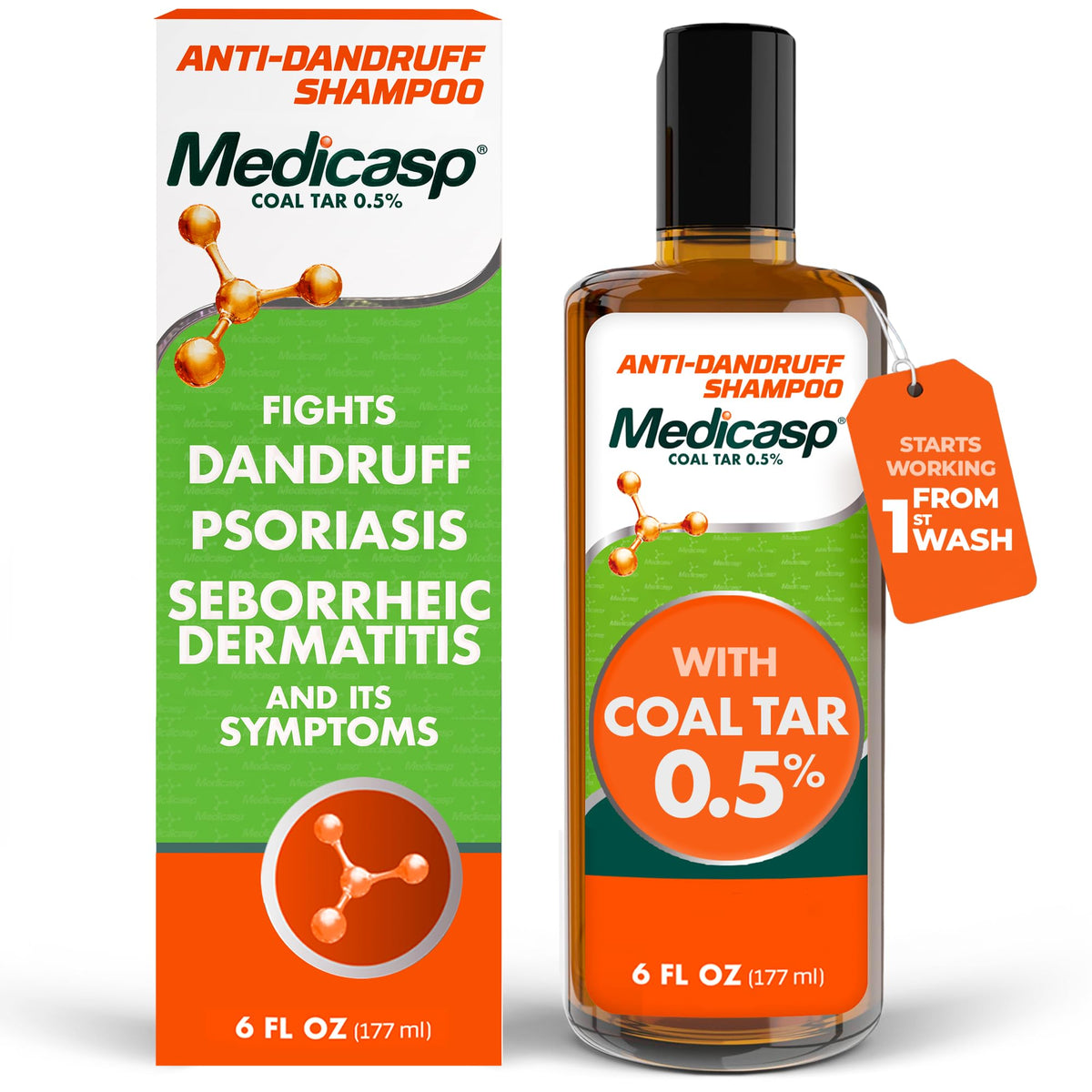 Flacon de 180 ml de shampooing anti-pelliculaire Medicasp au goudron de houille