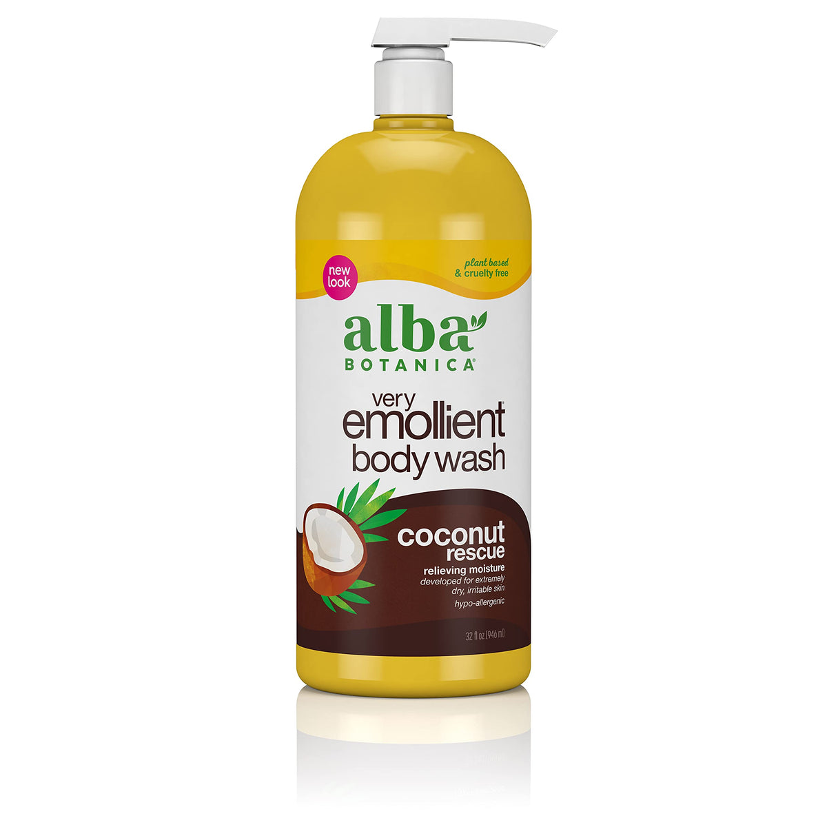 Flacon de 32 oz de gel douche Alba Botanica Huile de Coco vue de face
