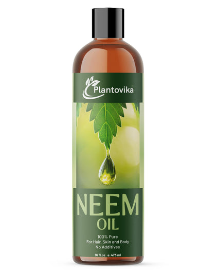 Flacon de 473 ml d'huile de neem pure Plantovika vue de face
