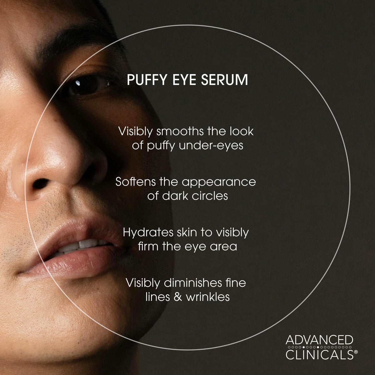 Flacon de 50 ml de sérum contour des yeux Advanced Clinicals avec embout applicateur
