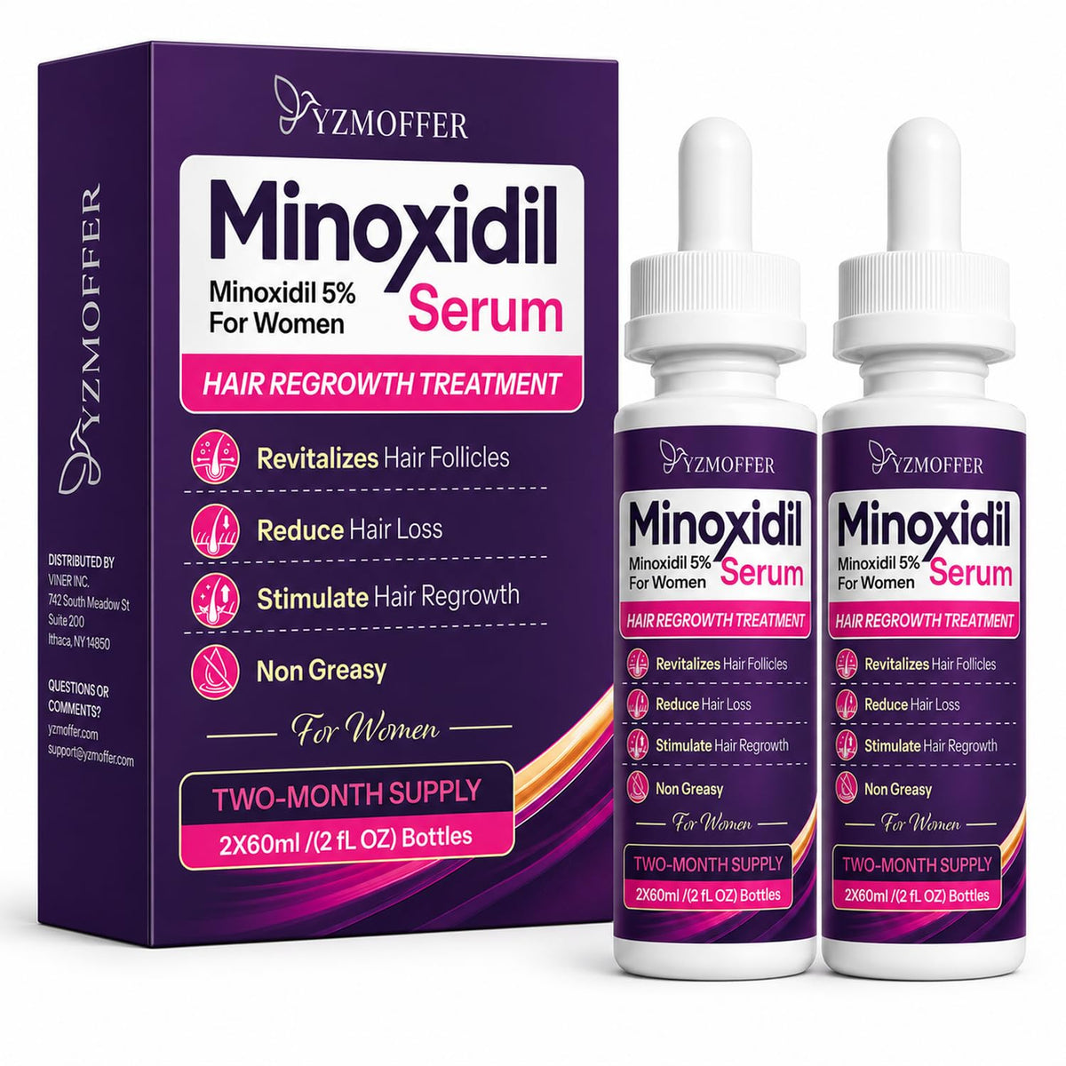 Flacon de 60ml de traitement Yzmoffer avec 5% Minoxidil pour femmes