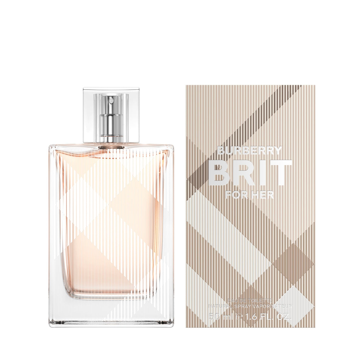 Flacon de BURBERRY Brit For Her Eau de Toilette 1,6 Fl Oz sur fond blanc