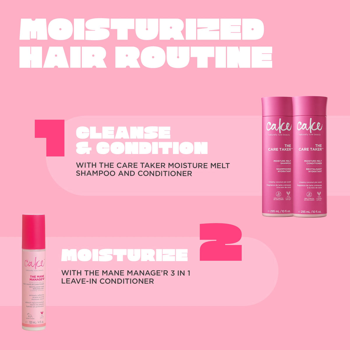Flacon de Cake Beauty Après-Shampooing 3-en-1 sur fond neutre