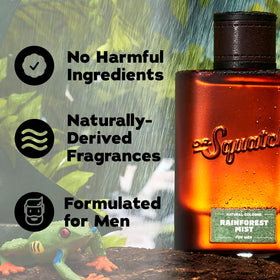 Flacon de cologne Dr. Squatch Rainforest Mist sur une table