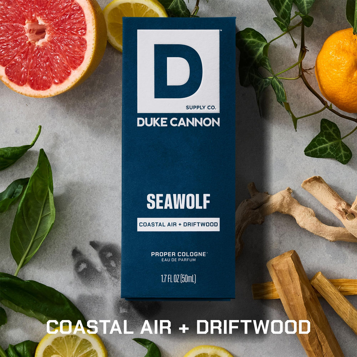 Flacon de cologne Seawolf Duke Cannon 50 ml avec étiquette visible