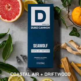 Flacon de cologne Seawolf Duke Cannon 50 ml avec étiquette visible