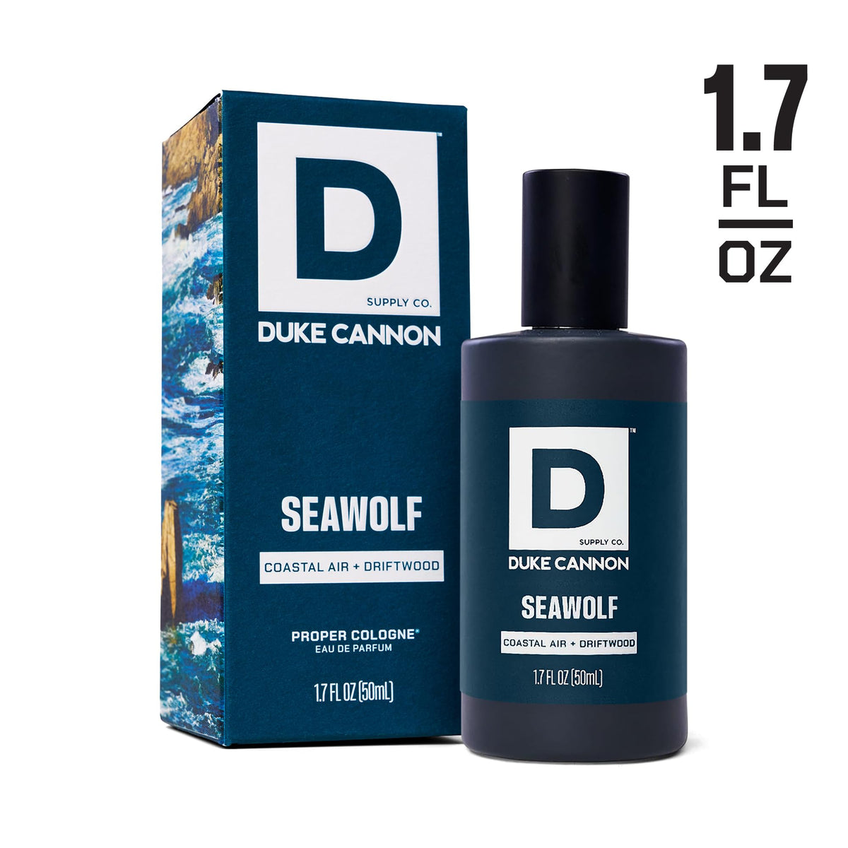 Flacon de cologne Seawolf Duke Cannon en position debout