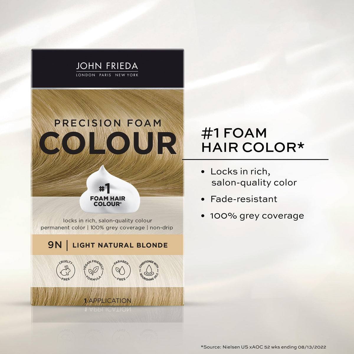 Flacon de coloration mousse John Frieda 9N avec conditionneur