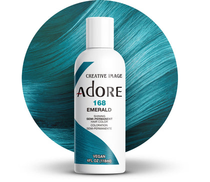 Flacon de couleur de cheveux Adore Semi-Permanente Émeraude 168 avant application