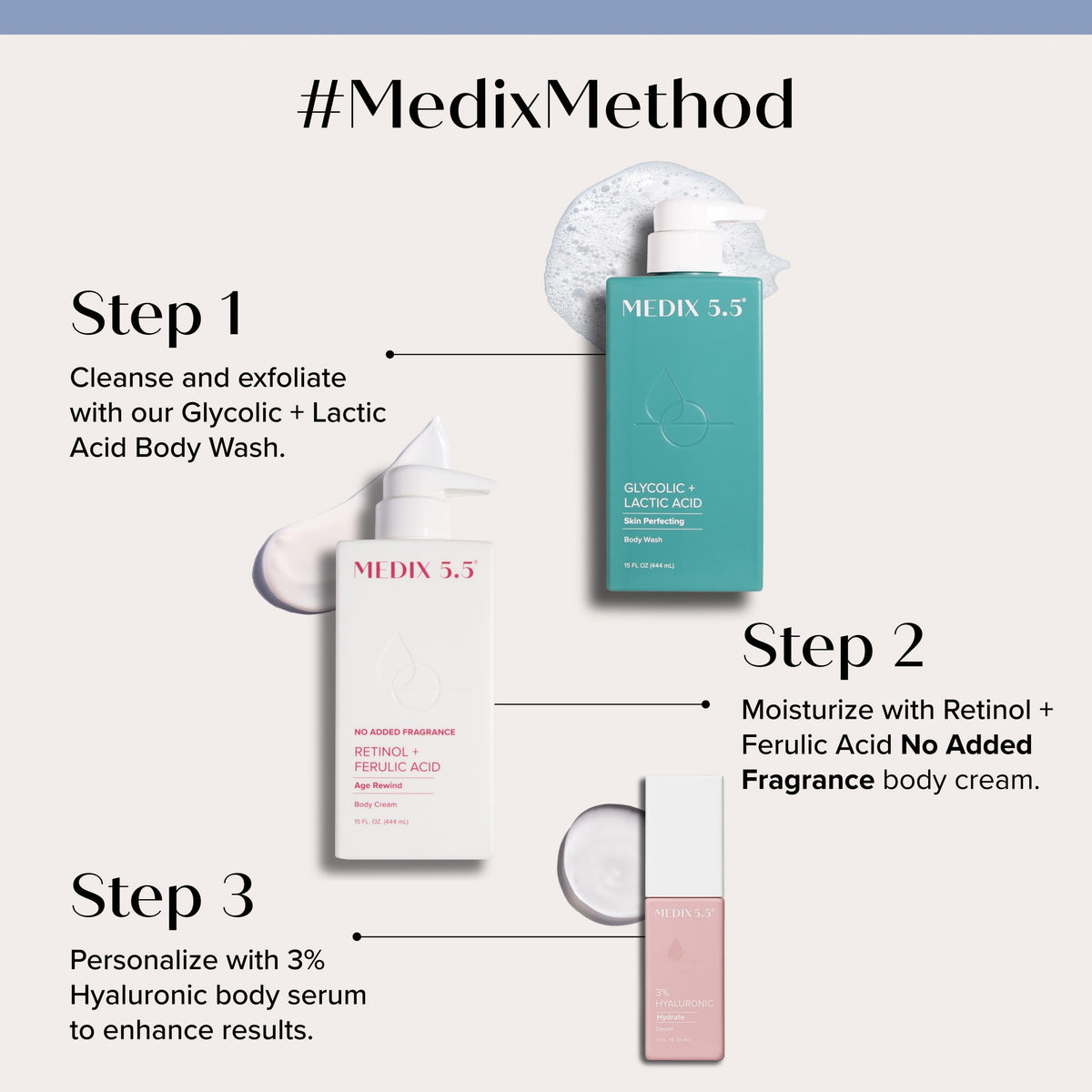 Flacon de crème Medix 5.5 sur une surface en bois
