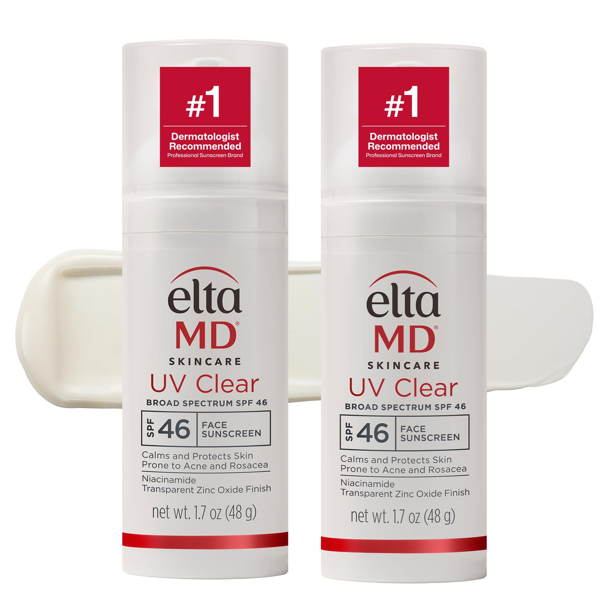 Flacon de crème solaire EltaMD visage SPF 46, transparent