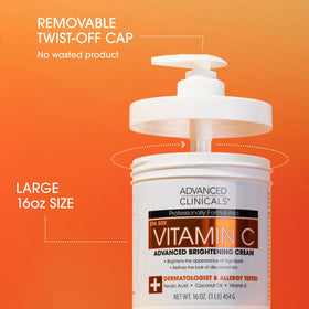 Flacon de crème Vitamine C Advanced Clinicals, vue latérale