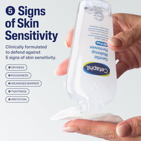 Flacon de démaquillant Cetaphil avec texture liquide visible