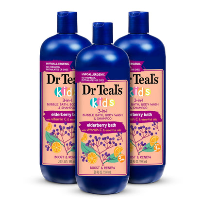 Flacon de Dr Teal's Kids 3-en-1 Bain Moussant Sureau 20 fl oz