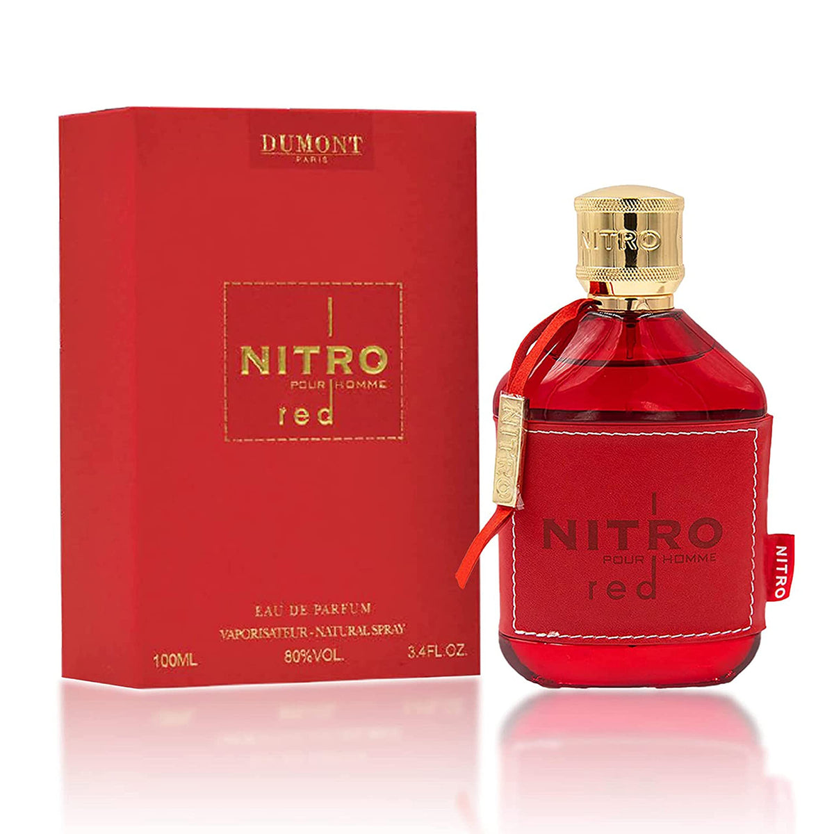 Flacon de Dumont Nitro Red 100ml avec design rouge captivant