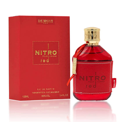 Flacon de Dumont Nitro Red 100ml avec design rouge captivant