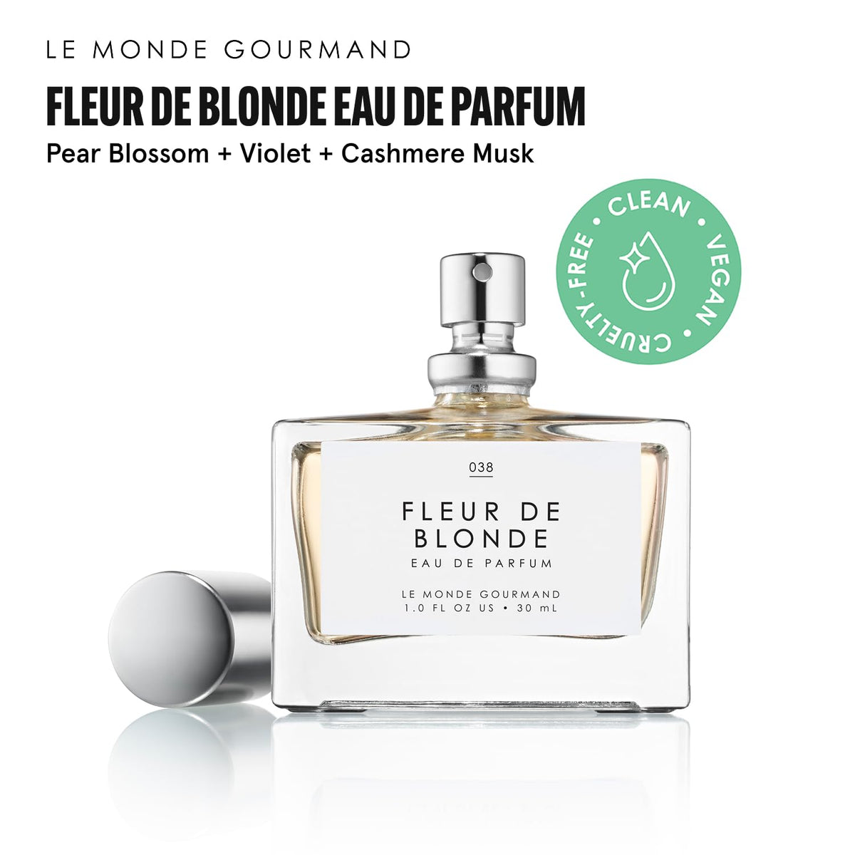 Flacon de Fleur de Blonde avec étiquette visible