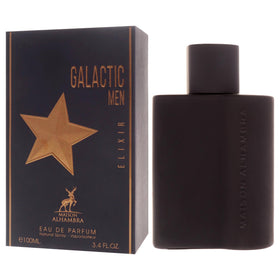 Flacon de Galatic Elixir de Maison Alhambra posé sur une table