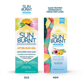 Flacon de gel après-soleil Sunburnt Aloe Vera avec étiquette