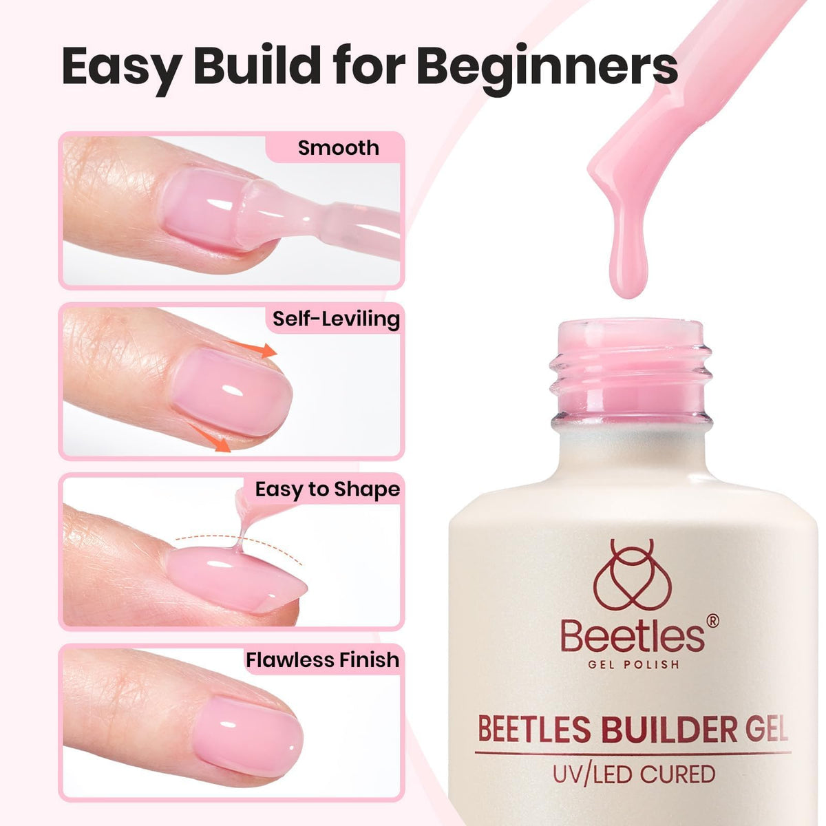 Flacon de gel constructeur rose beetles 15ml avant utilisation