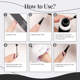 Flacon de gel de nail art noir avec étiquette visible