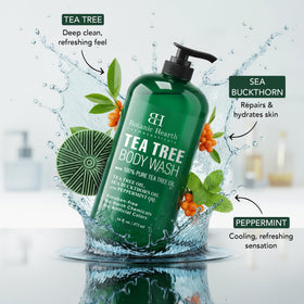 Flacon de gel douche au thé vert Botanic Hearth vue de côté