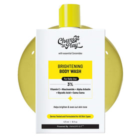 Flacon de gel douche Chemist at Play sur un fond clair