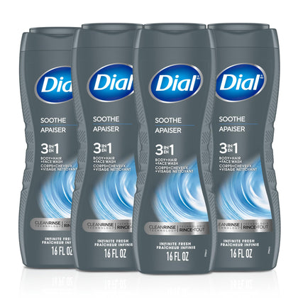 Flacon de gel douche Dial 3 en 1 Soothe 16 Fl Oz vue de face