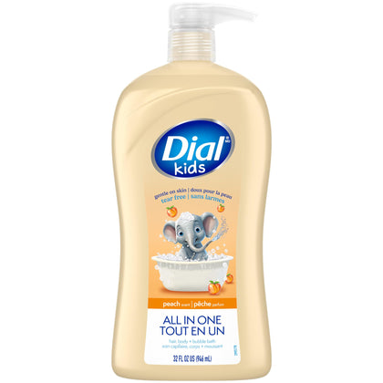 Flacon de gel douche Dial pour enfants 32 Oz parfum pêche, vue avant