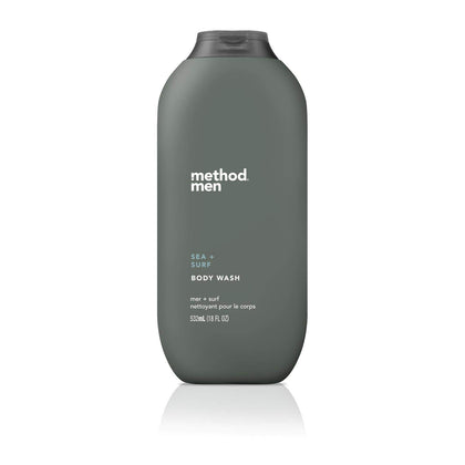 Flacon de gel douche homme Method 532 ml avec parfum naturel évoquant la mer
