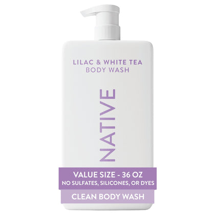 Flacon de gel douche Native 36 oz au lilas et thé blanc vue avant