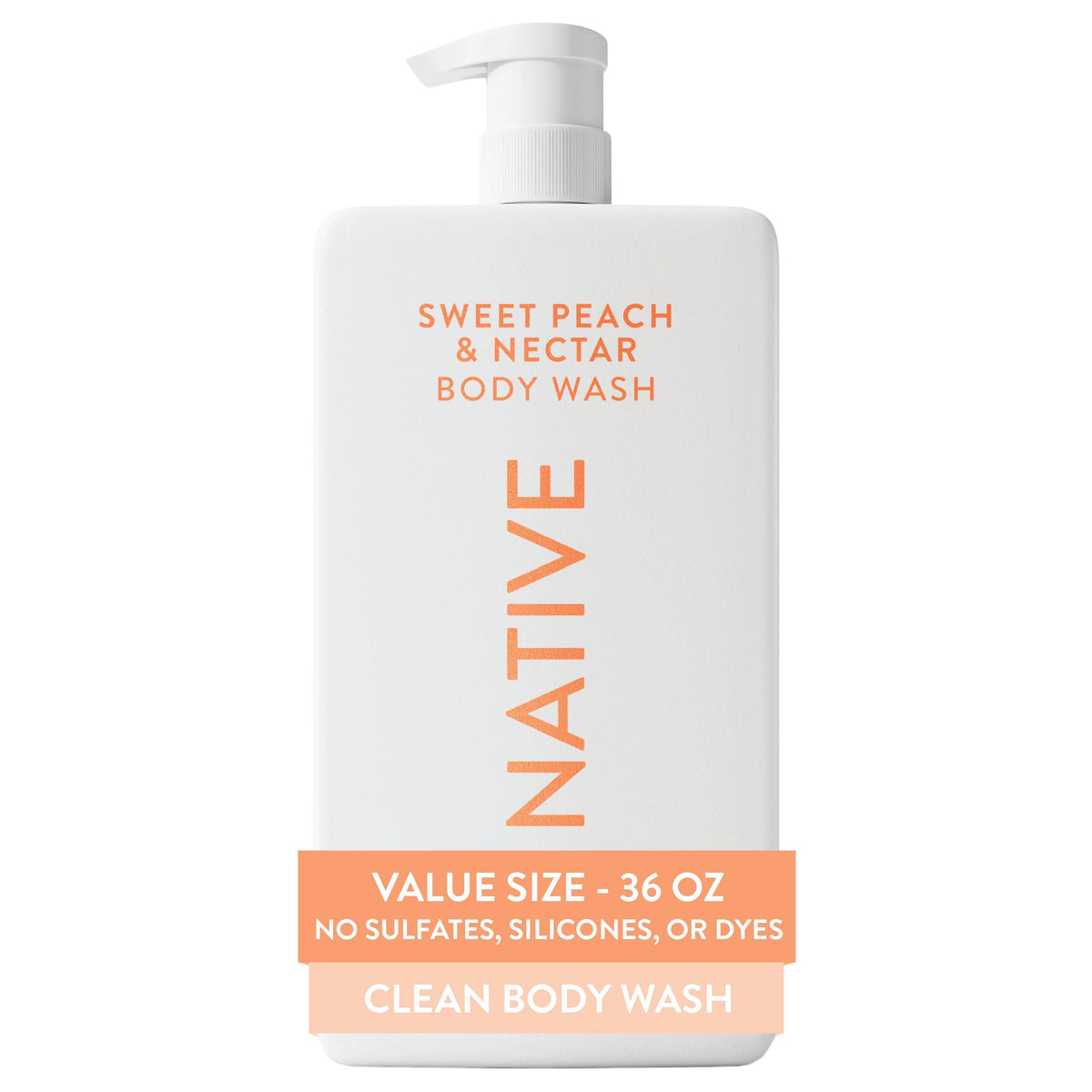 Flacon de gel douche Native 36 oz avec parfum de pêche douce