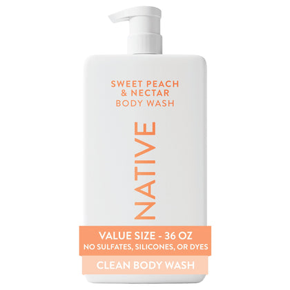 Flacon de gel douche Native 36 oz avec parfum de pêche douce